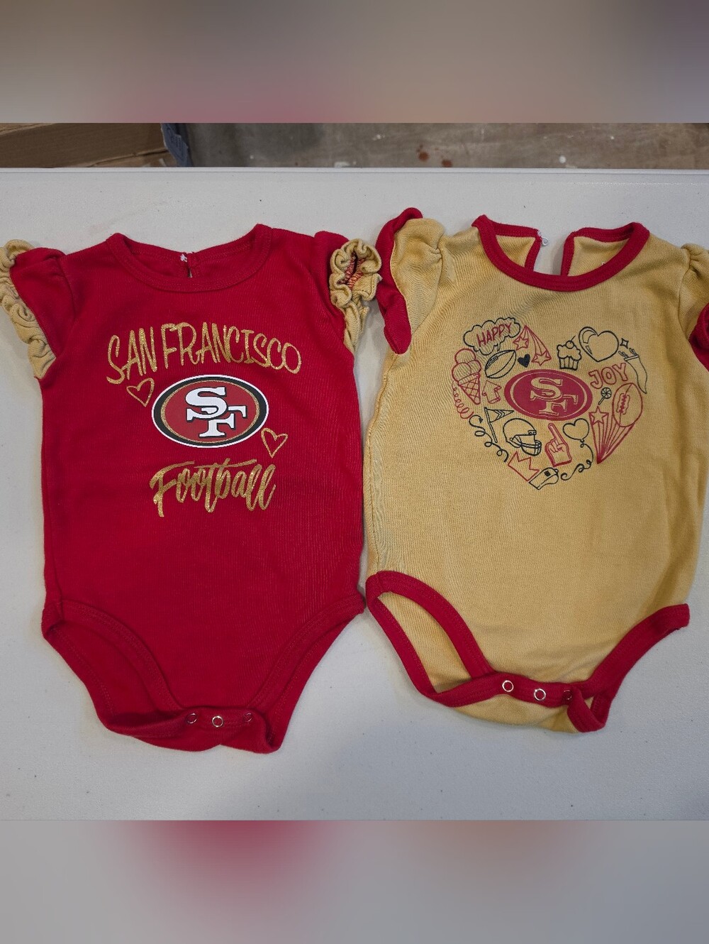 San Francisco 49ers Baby Girl One-Piece Bodysuit Set in Red and Gold